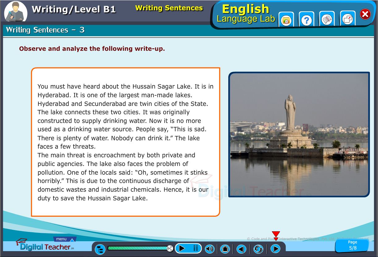 English language lab writing infograhic provides a practical activity to observe and analyze write up for writing sentences