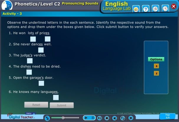 English language lab practical activity on pronouncing sounds
