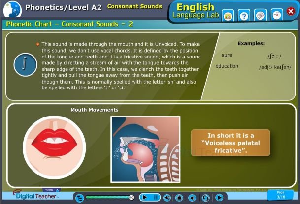 Phonetic Chart: contains all sounds with moth movements and Examples used in English Language Lab