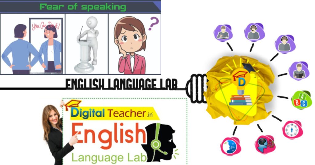 Student using English Language Lab software on computers